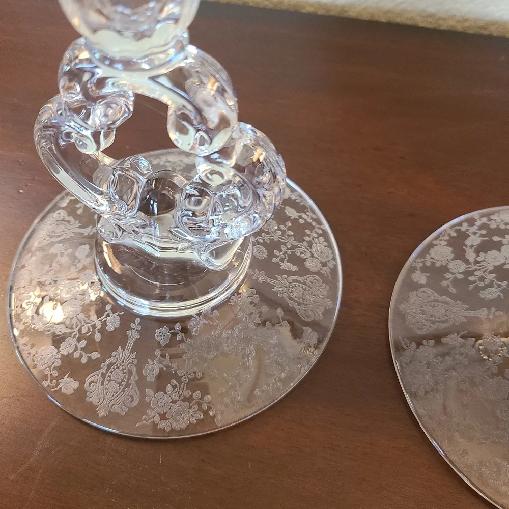 Vintage Cambridge Rosepoint candlestick set of 2 ❤️